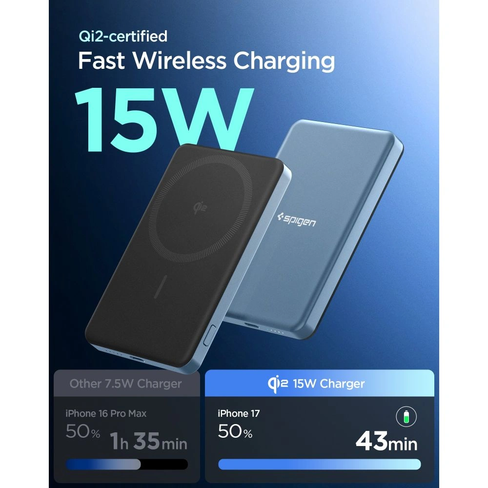 Spigen EA2205MQ Essential MagSafe PowerBank 5000mAh 22.5W QI2 Teal Blue