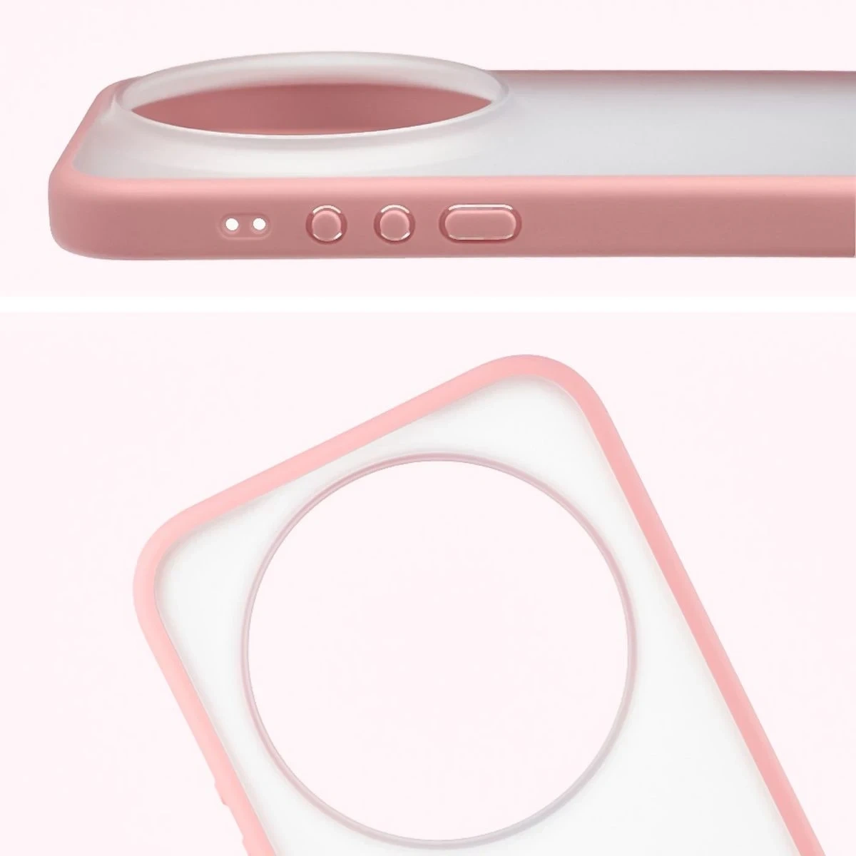 Kryt Bizon Case Angelo Xiaomi 17 Ultra semi-transparent with a light pink frame