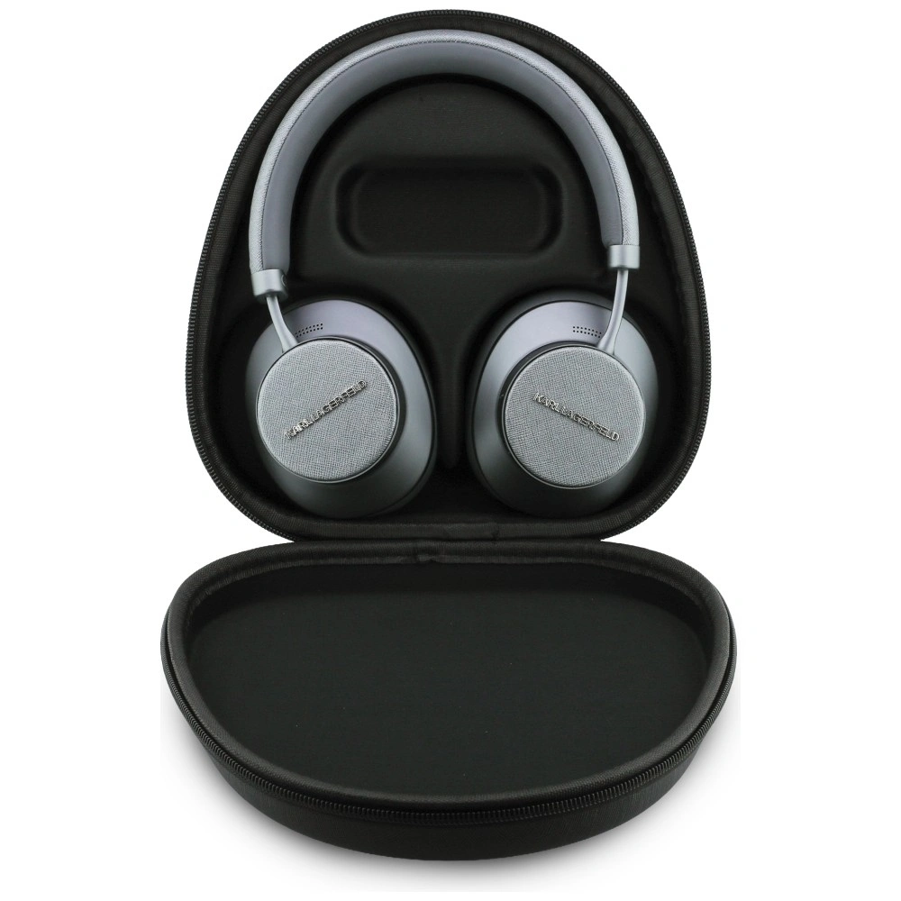 Kryt Karl Lagerfeld Saffiano Elongated Bluetooth Wireless over-ear headphones ANC gray