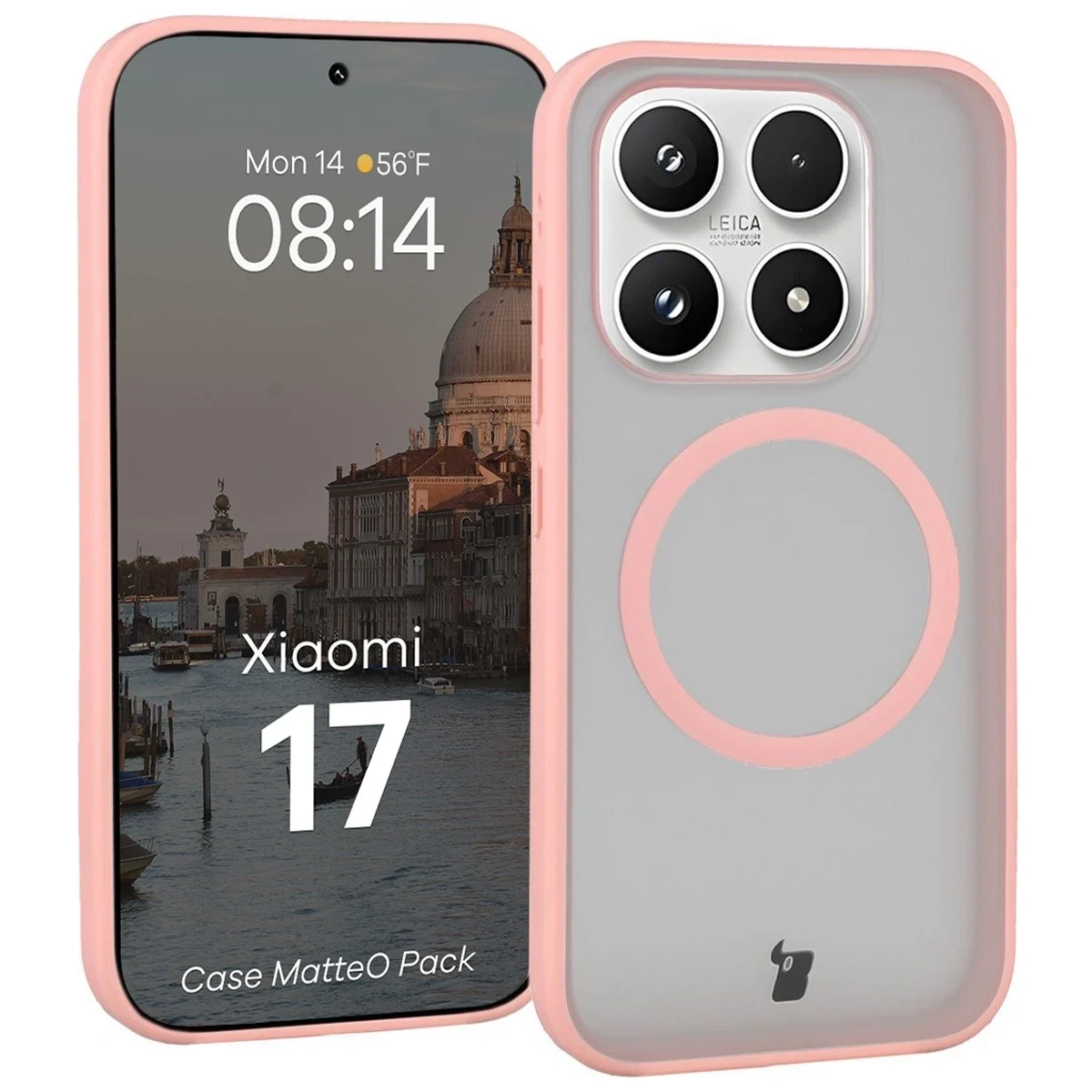 Kryt Bizon MatteO Magnetic Pack Xiaomi 17, smoky light pink