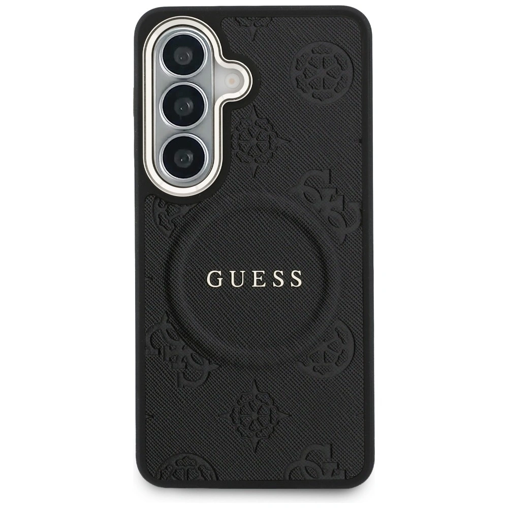 Kryt Guess Saffiano Peony Embossed Ring MagSafe Samsung Galaxy S26 black