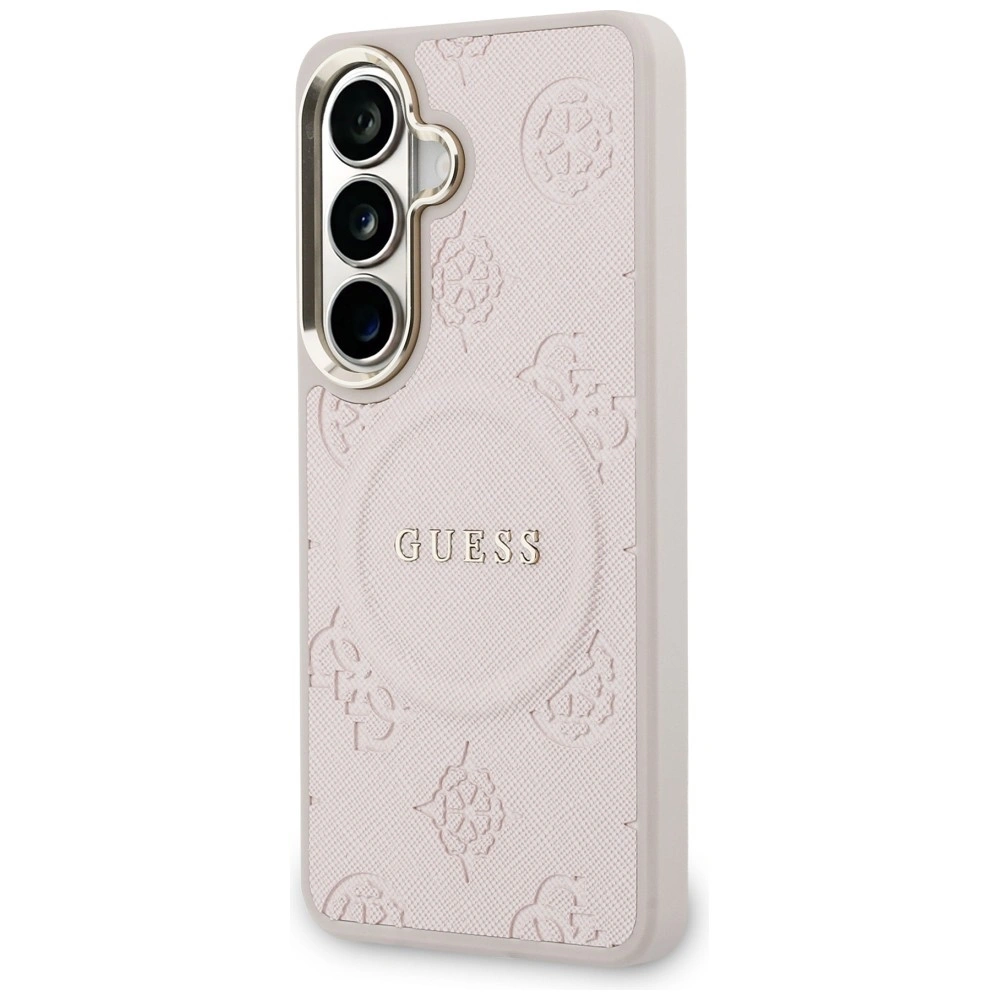 Kryt Guess Saffiano Peony Embossed Ring MagSafe Samsung Galaxy S26 pink