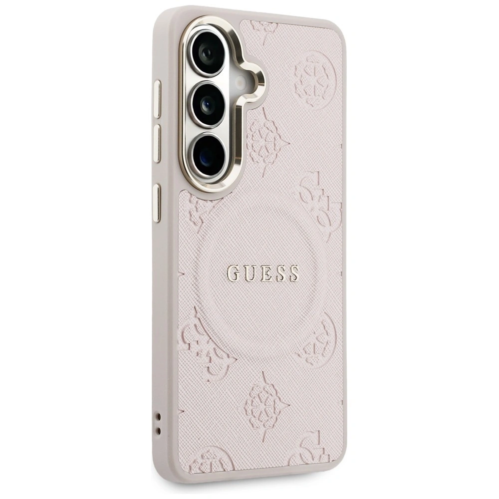 Kryt Guess Saffiano Peony Embossed Ring MagSafe Samsung Galaxy S26 pink