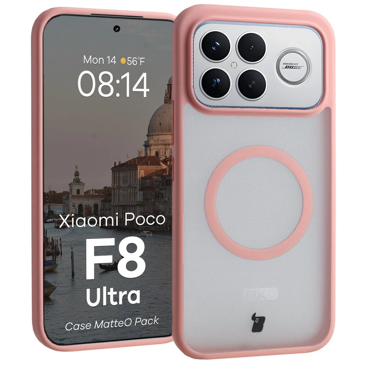 Kryt Bizon MatteO Magnetic Pack Xiaomi POCO F8 Ultra, smoky light pink