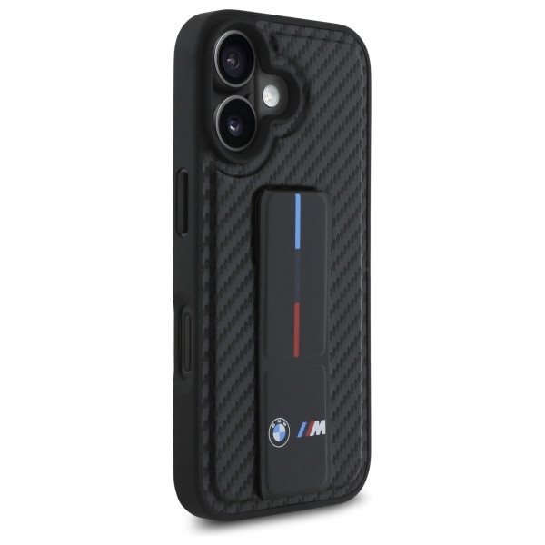 Kryt BMW Apple iPhone 16 hardcase M Grip Stand Smooth and Carbon black