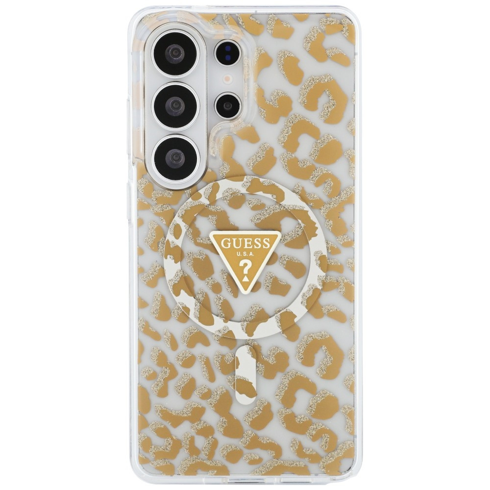 Kryt Guess IML Leopard Print Triangle MagSafe Samsung Galaxy S26 Ultra brown