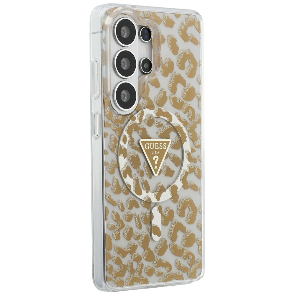 Kryt Guess IML Leopard Print Triangle MagSafe Samsung Galaxy S26 Ultra brown