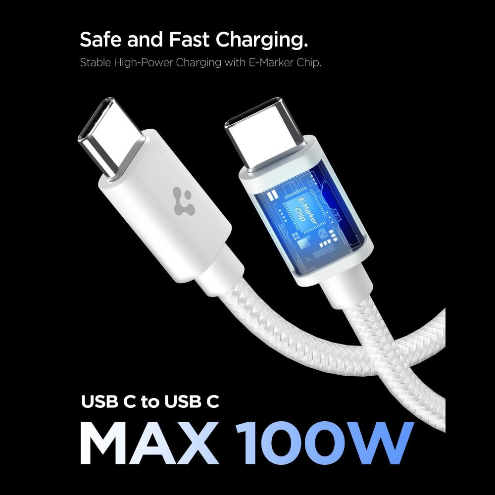 Síťová nabíječka Spigen EE451EU Essential 1-port USB-C Network Charger 45W + USB-C Cable White