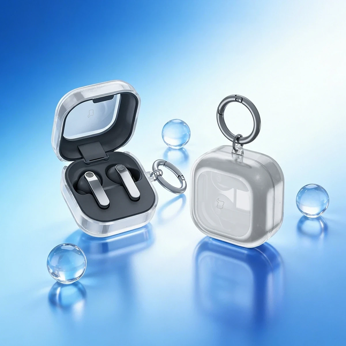 Kryt Bizon Case Headphone Clear Samsung Galaxy Buds 4 / 4 Pro, clear-glittery