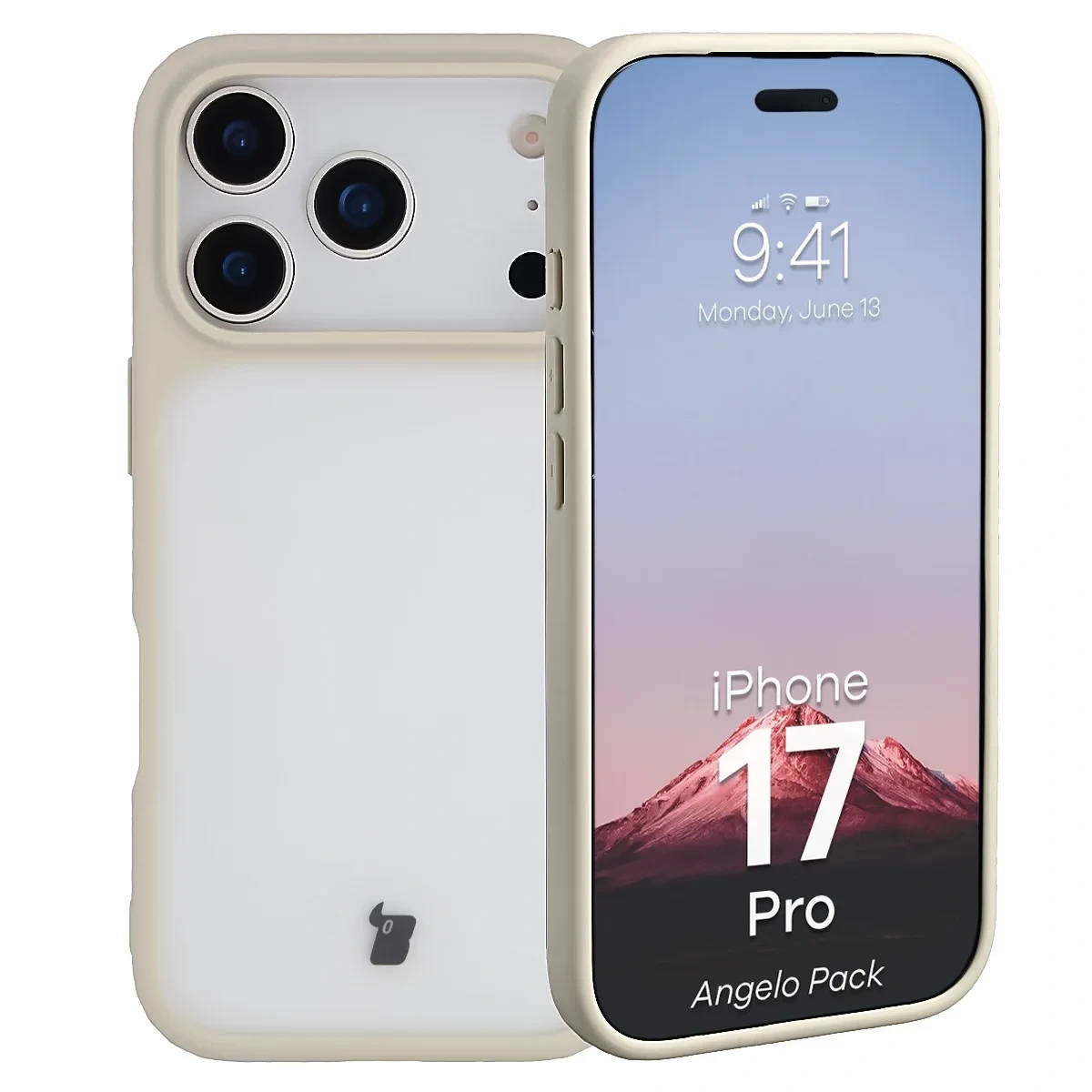 Kryt Bizon Angelo Pack Apple iPhone 17 Pro, smoky with a beige frame
