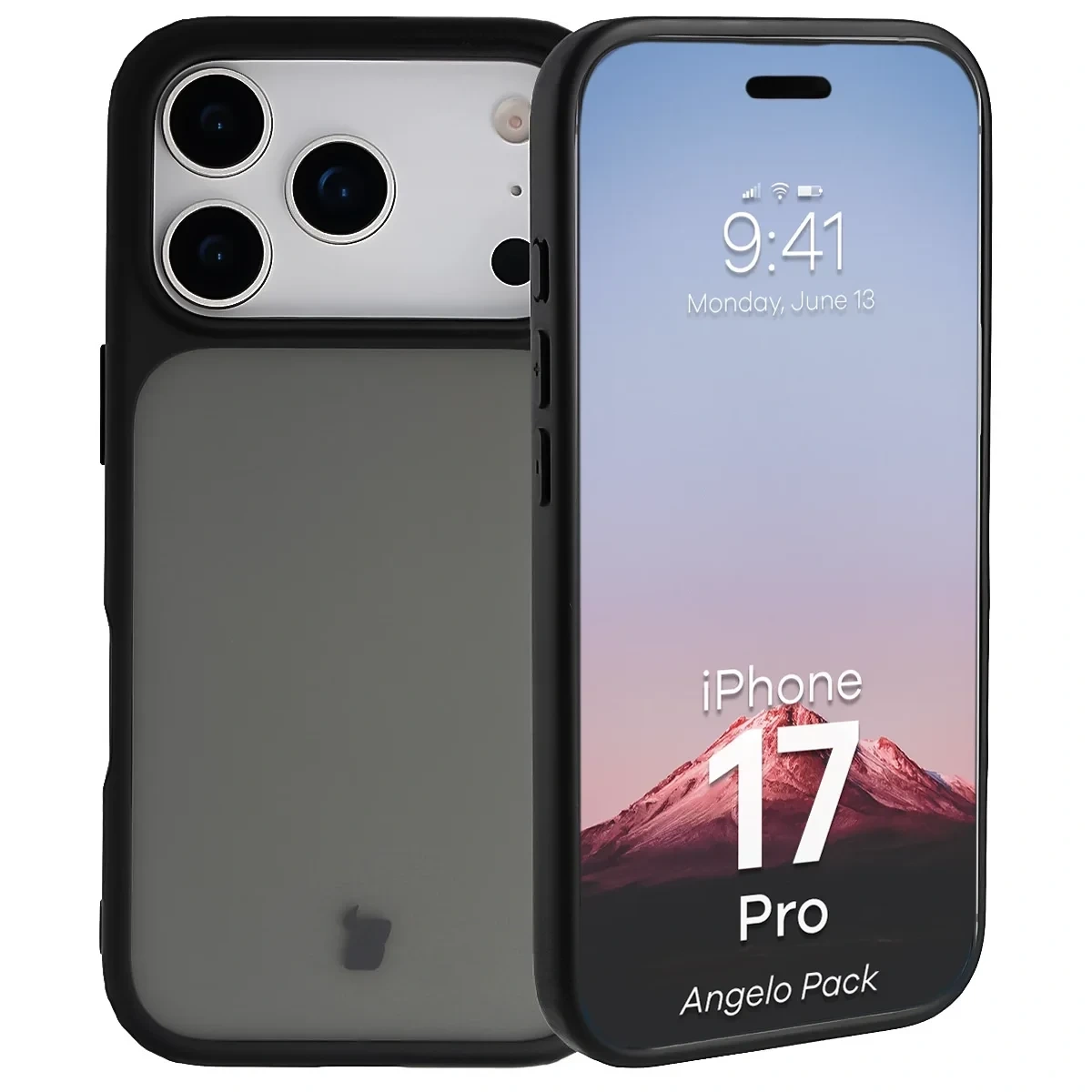 Kryt Bizon Angelo Pack Apple iPhone 17 Pro, smoked with a black frame