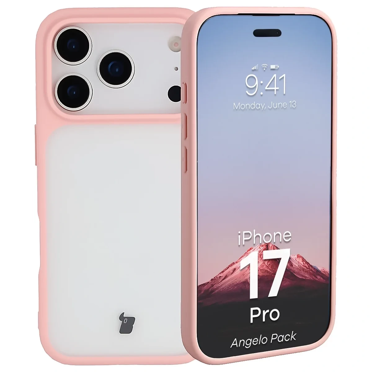Kryt Bizon Angelo Pack Apple iPhone 17 Pro, smoky with a light pink frame