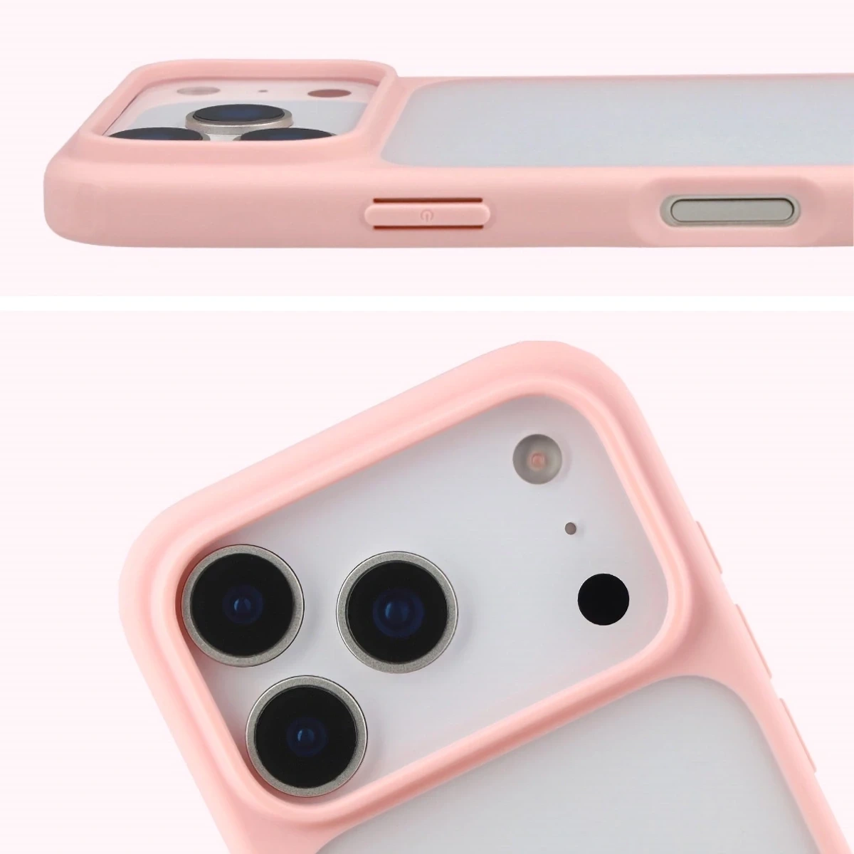 Kryt Bizon Angelo Pack Apple iPhone 17 Pro, smoky with a light pink frame