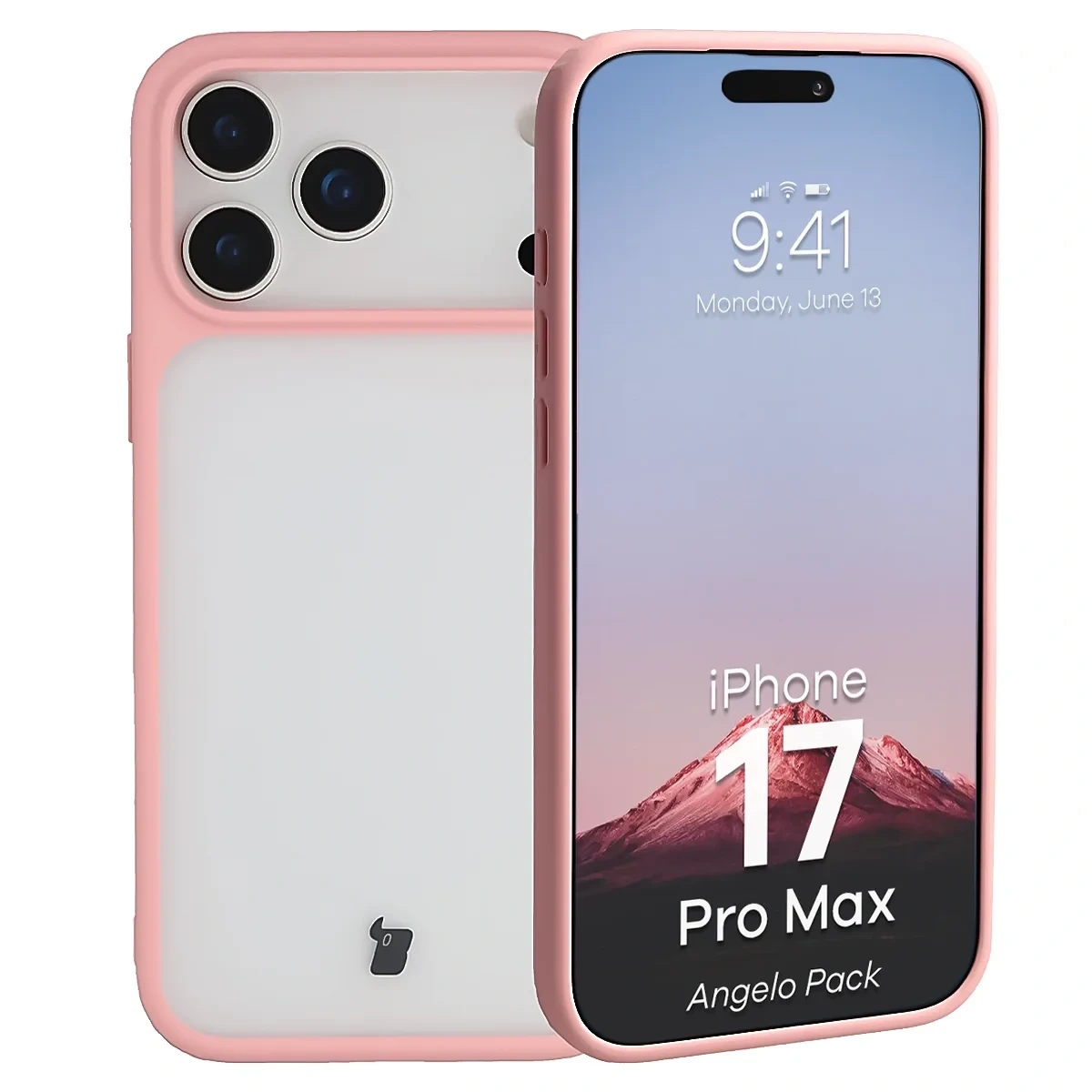 Kryt Bizon Angelo Pack Apple iPhone 17 Pro Max, smoky with a light pink frame