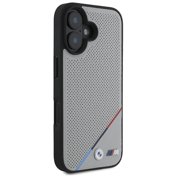 Kryt BMW Apple iPhone 16 hardcase M Perforated Tricolor Line MagSafe grey