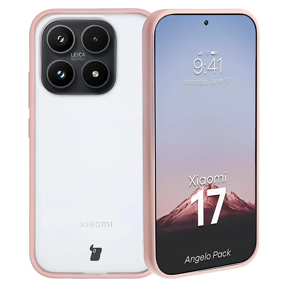 Kryt Bizon Angelo Pack Xiaomi 17, smoky with a light pink frame