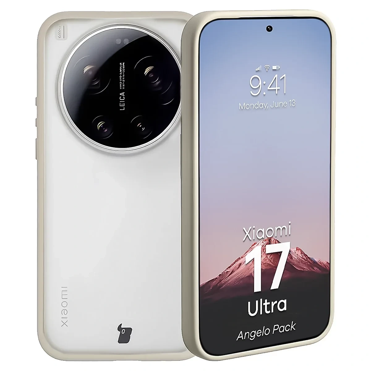 Kryt Bizon Angelo Pack Xiaomi 17 Ultra, smoked with a beige frame