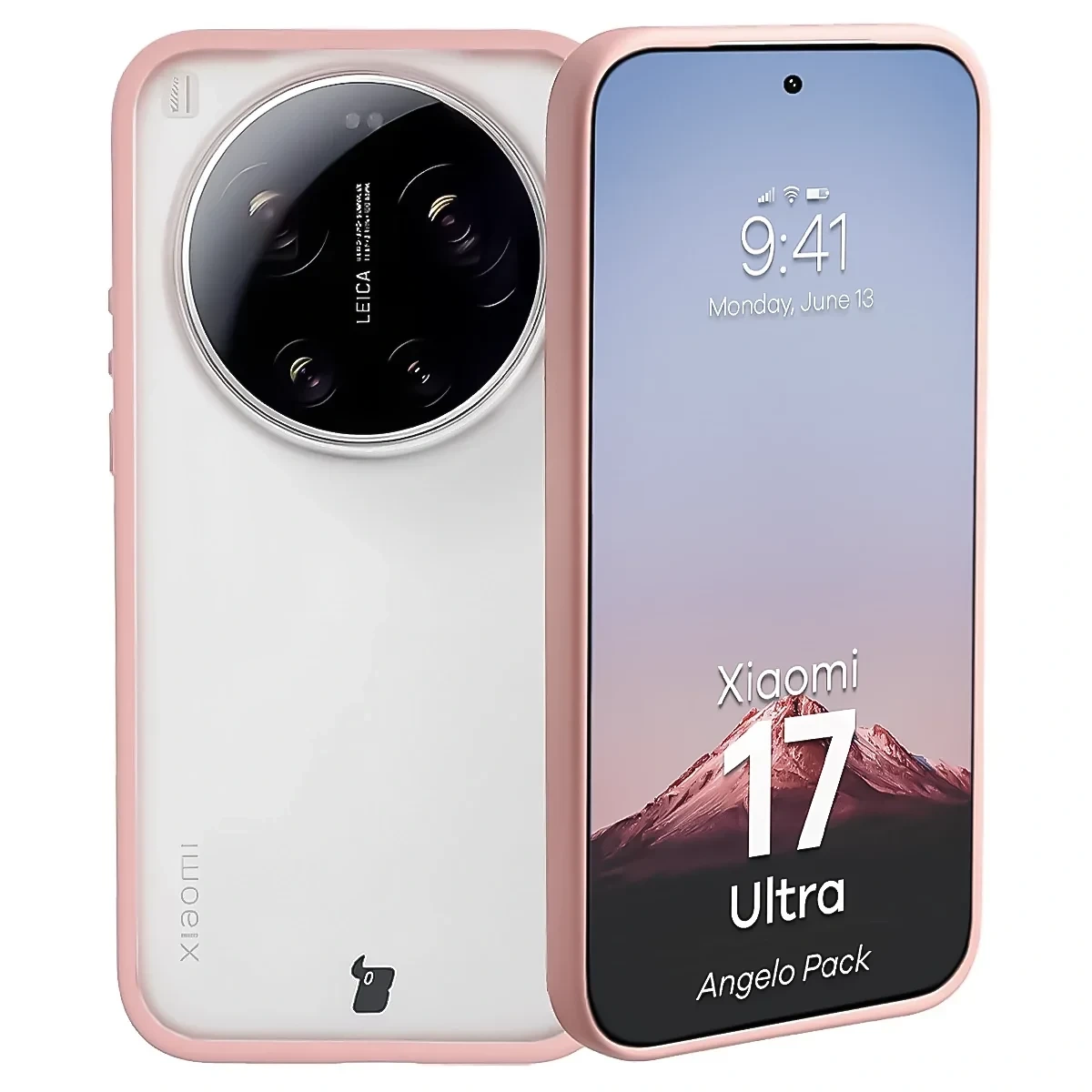Kryt Bizon Angelo Pack Xiaomi 17 Ultra, smoky with a light pink frame