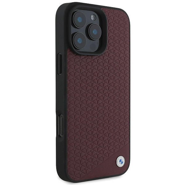 Kryt BMW Apple iPhone 16 Pro Max hardcase Sign Leather Diamond Metal Logo MagSafe red