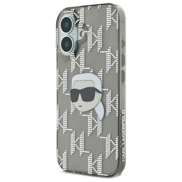 Kryt Karl Lagerfeld Apple iPhone 16 hardcase IML Karl Head Electroplated black