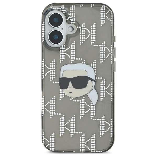 Kryt Karl Lagerfeld Apple iPhone 16 hardcase IML Karl Head Electroplated black