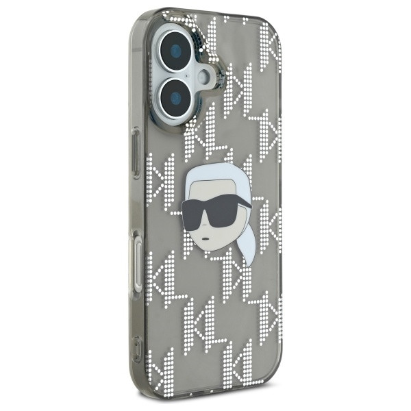 Kryt Karl Lagerfeld Apple iPhone 16 hardcase IML Karl Head Electroplated black