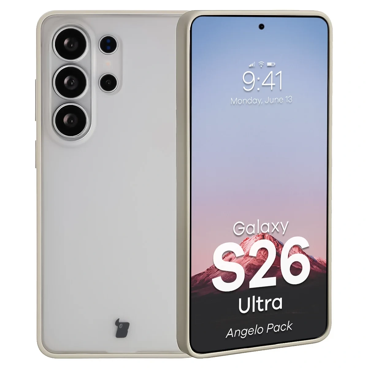 Kryt Bizon Angelo Pack Samsung Galaxy S26 Ultra, smoky with a beige frame