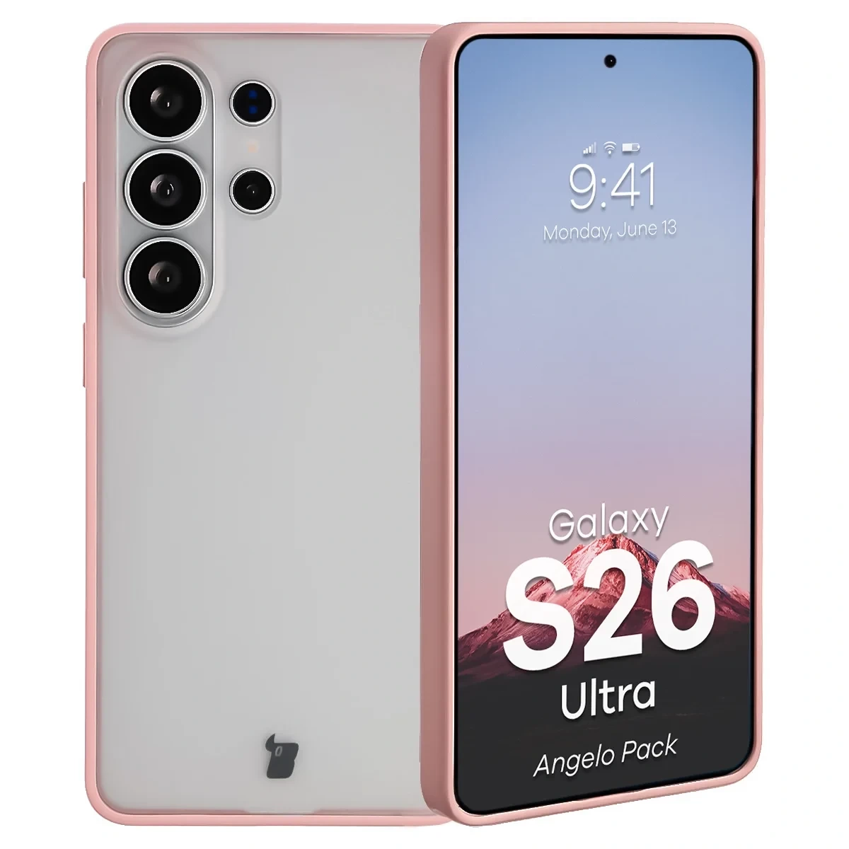Kryt Bizon Angelo Pack Samsung Galaxy S26 Ultra, smoky with a light pink frame