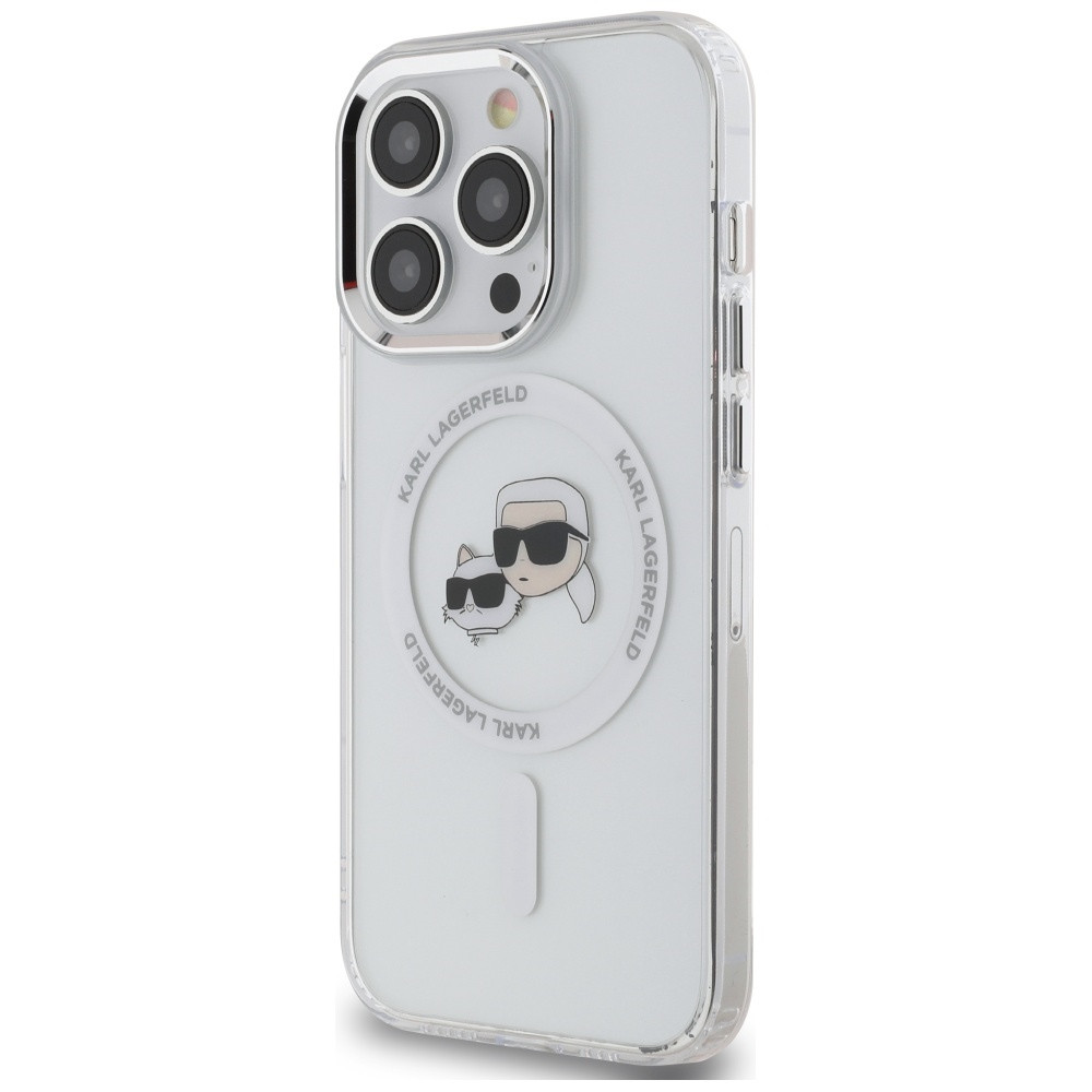 Kryt Karl Lagerfeld Apple iPhone 14 Pro hardcase IML Metal Karl&Choupette Head MagSafe white