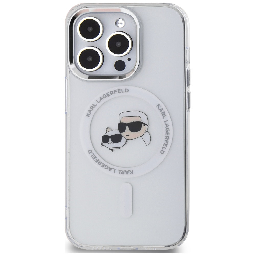 Kryt Karl Lagerfeld Apple iPhone 14 Pro hardcase IML Metal Karl&Choupette Head MagSafe white