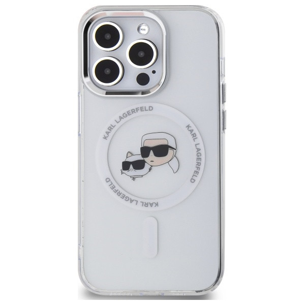 Kryt Karl Lagerfeld Apple iPhone 14 Pro Max hardcase IML Metal Karl&Choupette Head MagSafe white