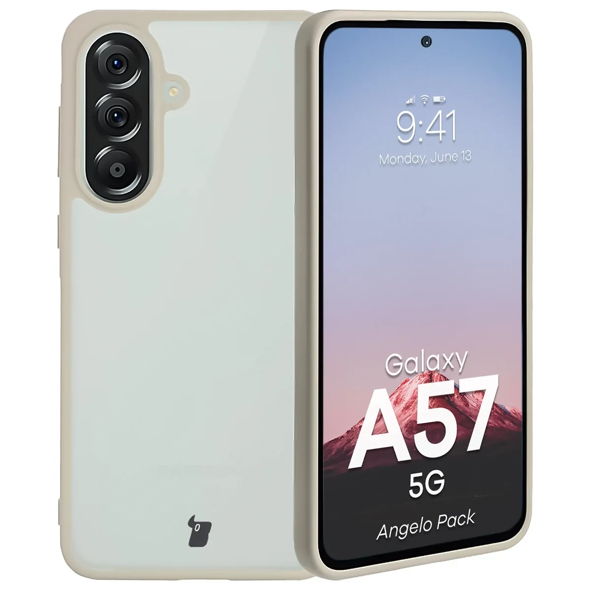 Kryt Bizon Angelo Pack Samsung Galaxy A57 5G, smoky with a beige frame