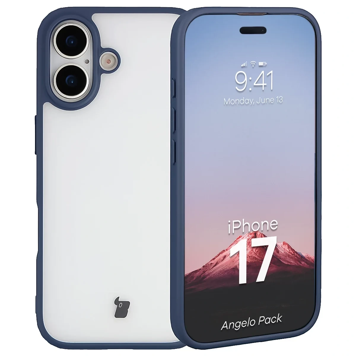 Kryt Bizon Angelo Pack Apple iPhone 17, smoked with a blue frame