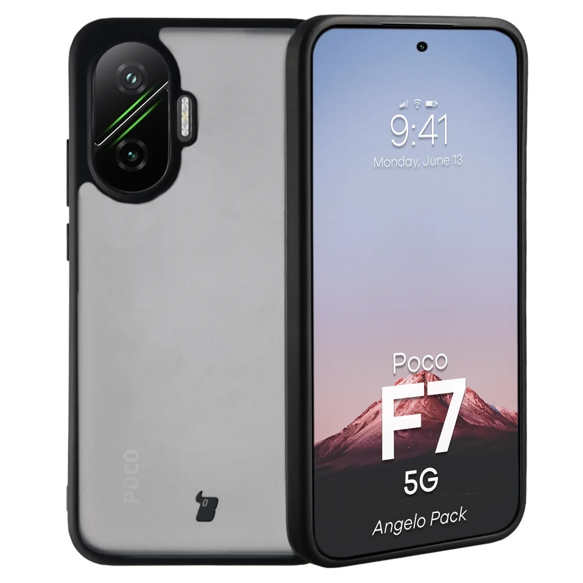Kryt Bizon Angelo Pack Xiaomi POCO F7, smoked with a black frame