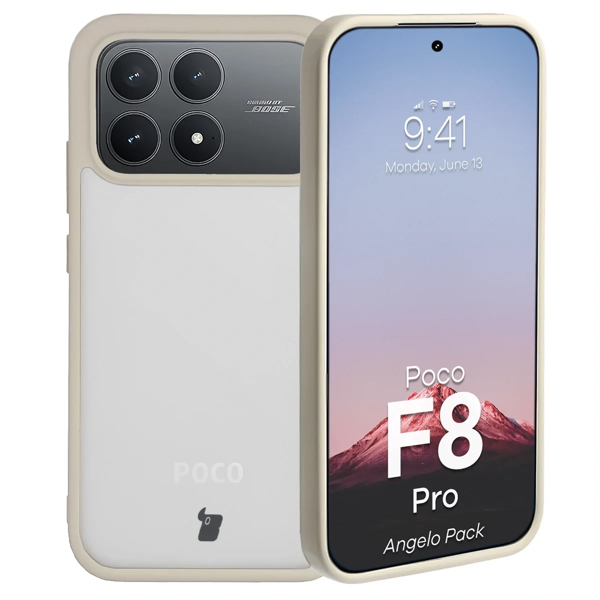 Kryt Bizon Angelo Pack Xiaomi POCO F8 Pro, smoky with a beige frame