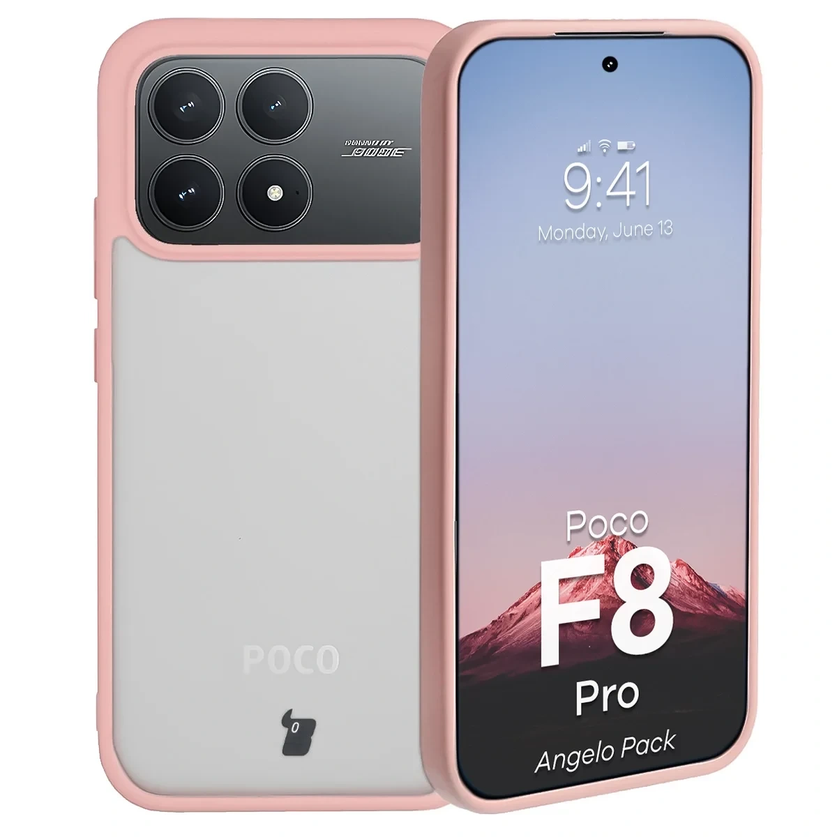 Kryt Bizon Angelo Pack Xiaomi POCO F8 Pro, smoky with a light pink frame