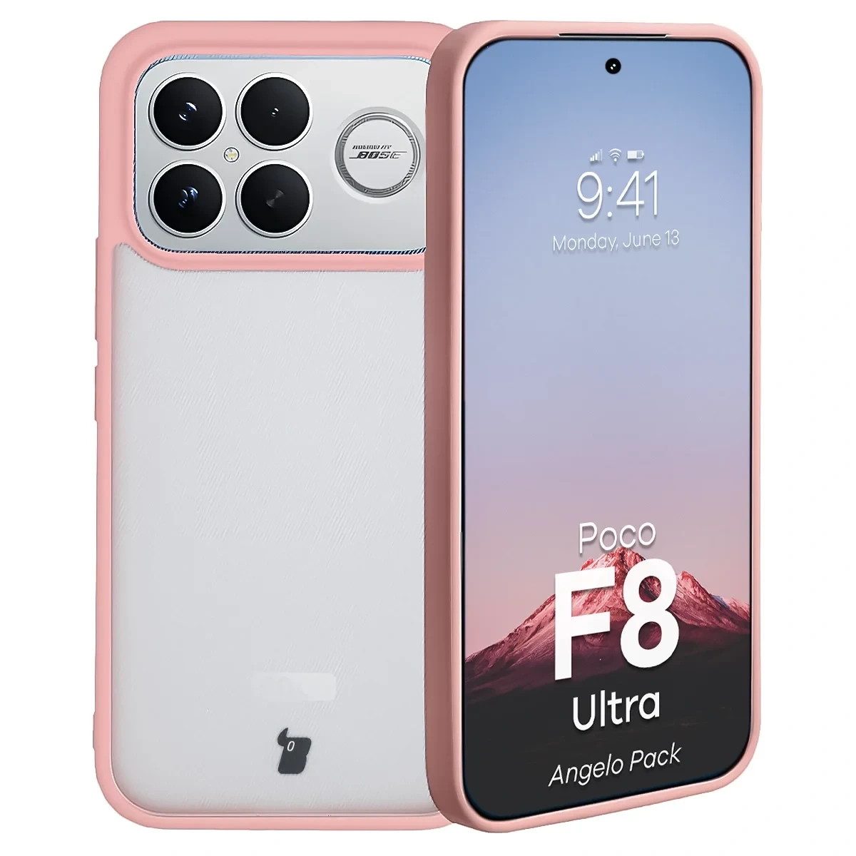 Kryt Bizon Angelo Pack Xiaomi POCO F8 Ultra, smoky with a light pink frame