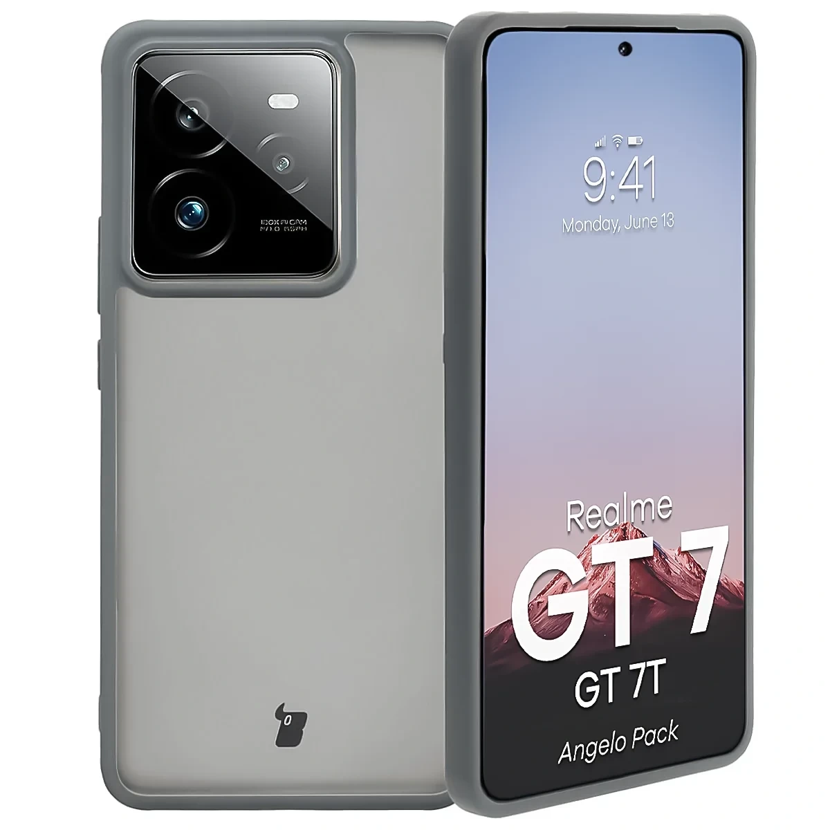 Kryt Bizon Angelo Pack Realme GT 7 / 7T, smoky with a gray frame