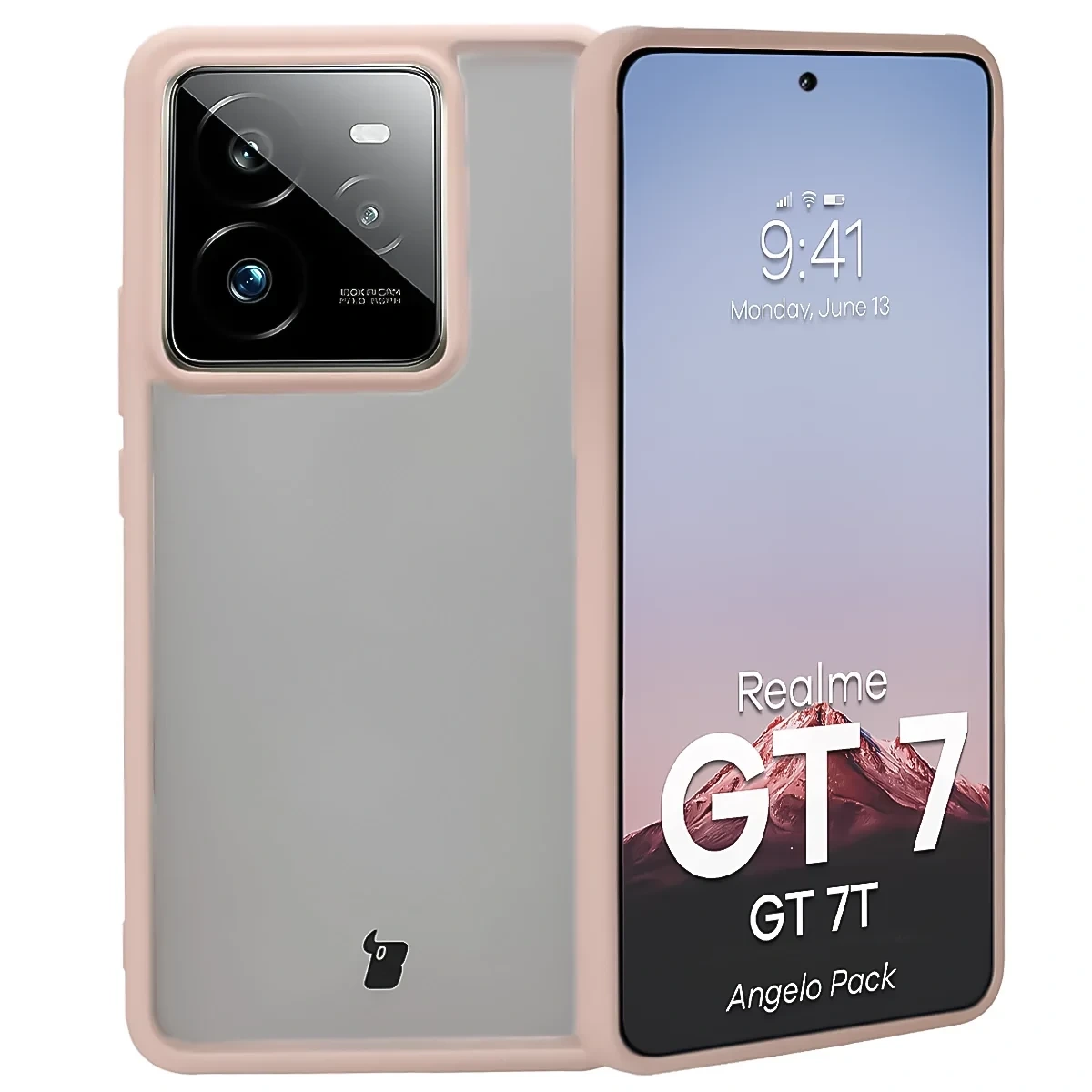 Kryt Bizon Angelo Pack Realme GT 7 / 7T, smoky with a pink frame