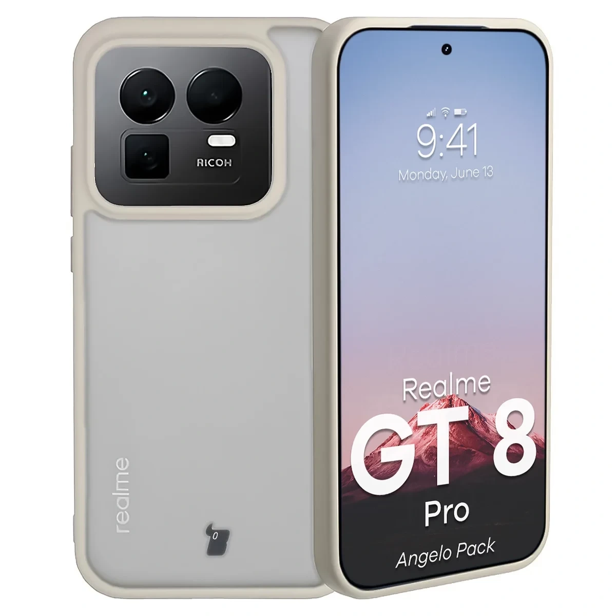 Kryt Bizon Angelo Pack Realme GT 8 Pro, smoky with a beige frame