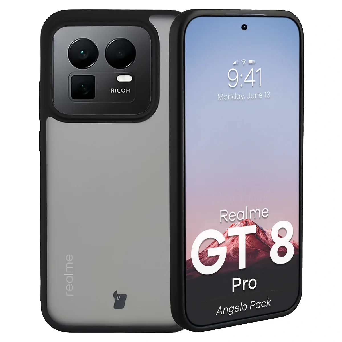 Kryt Bizon Angelo Pack Realme GT 8 Pro, smoked with a black frame