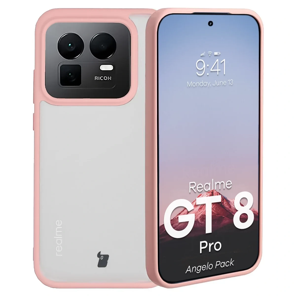 Kryt Bizon Angelo Pack Realme GT 8 Pro, smoky with a light pink frame