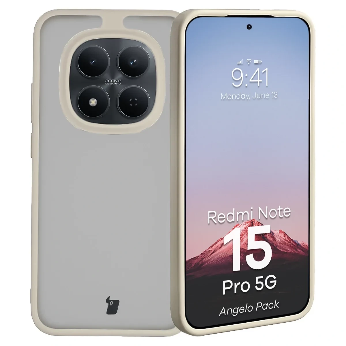 Kryt Bizon Angelo Pack Xiaomi Redmi Note 15 Pro 5G, smoky with a beige frame