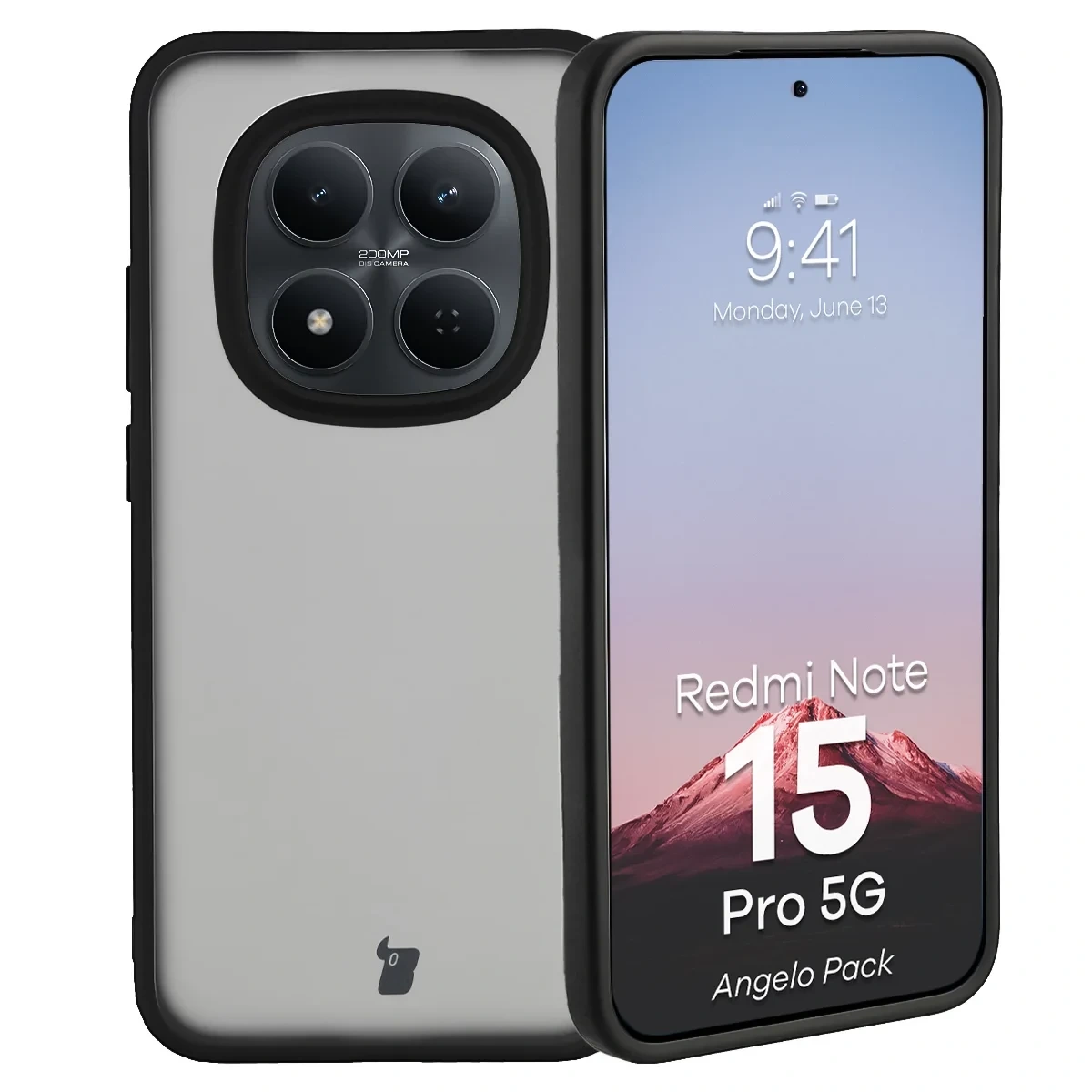 Kryt Bizon Angelo Pack Xiaomi Redmi Note 15 Pro 5G, smoked with a black frame