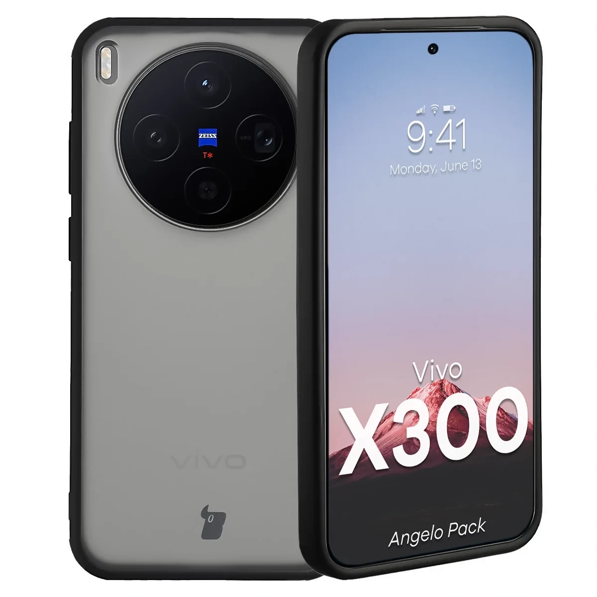 Kryt Bizon Angelo Pack Vivo X300, smoked with a black frame