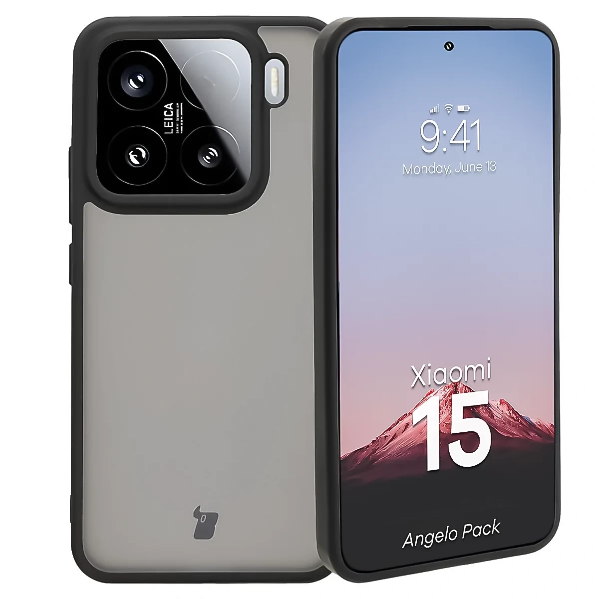 Kryt Bizon Angelo Pack Xiaomi 15, smoked with a black frame