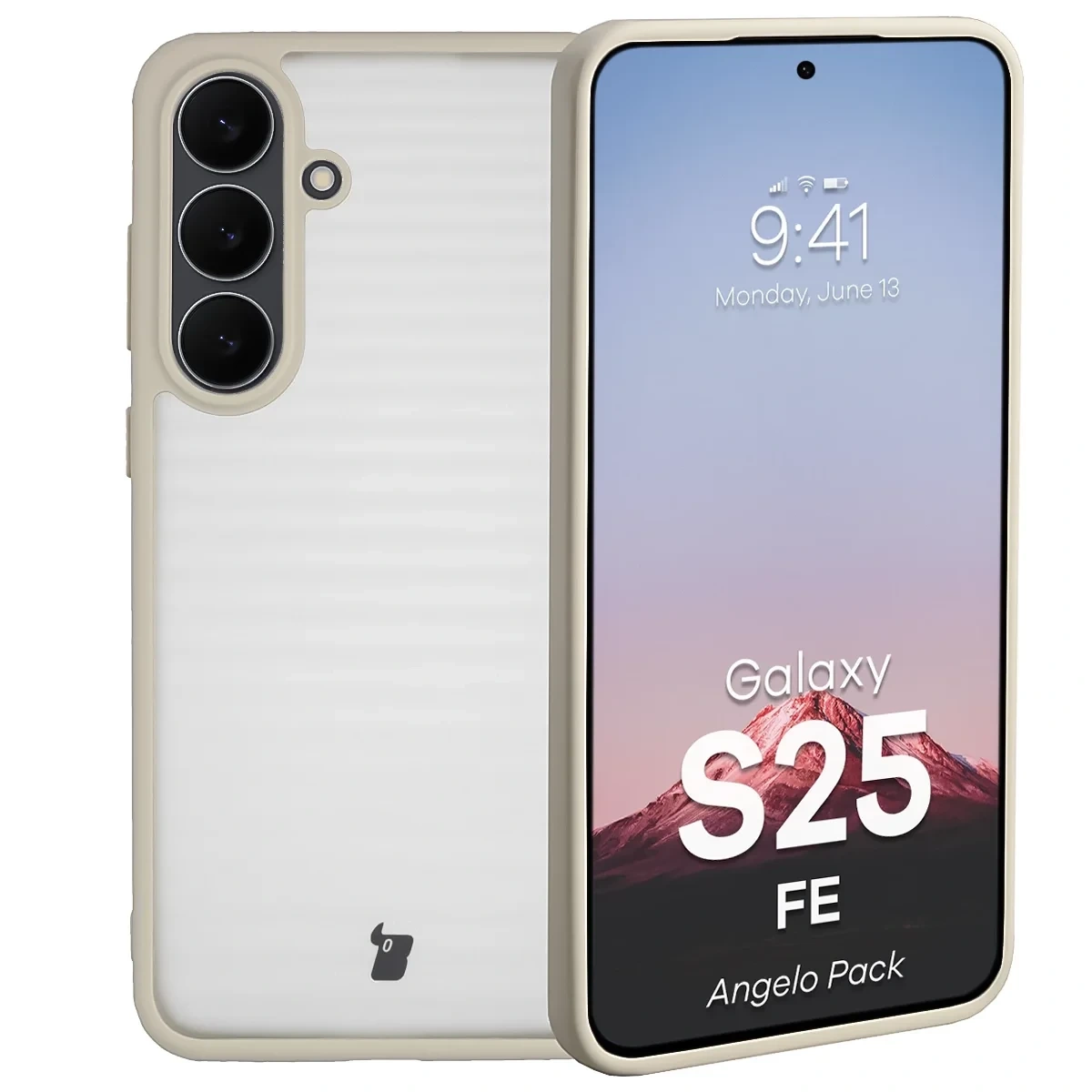 Kryt Bizon Angelo Pack Samsung Galaxy S25 FE, smoky with a beige frame