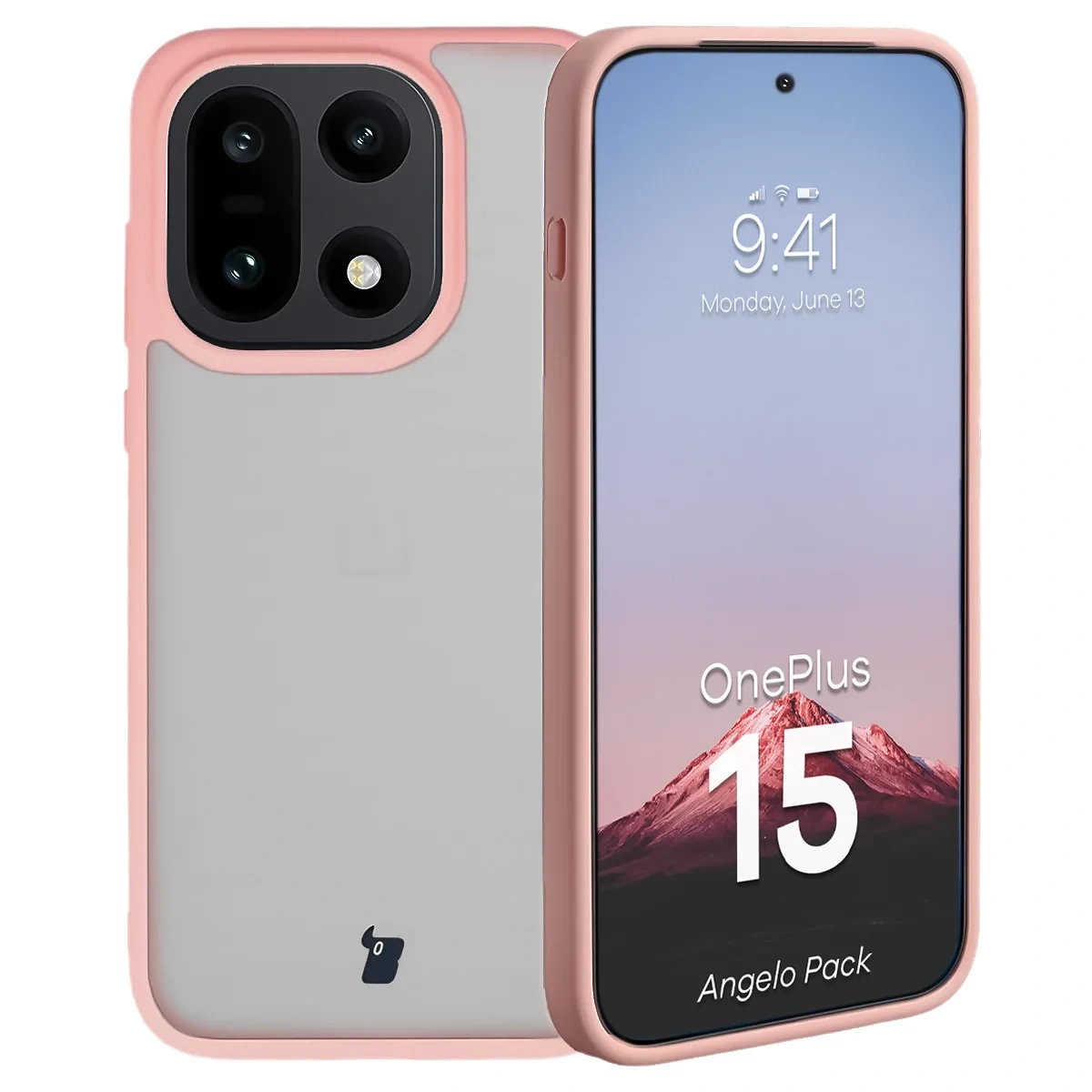 Kryt Bizon Angelo Pack OnePlus 15, smoky with a light pink frame