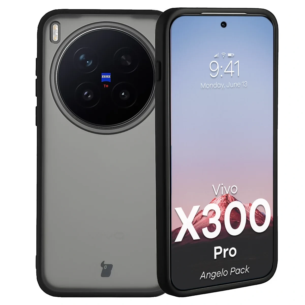 Kryt Bizon Angelo Pack Vivo X300 Pro, smoked with a black frame