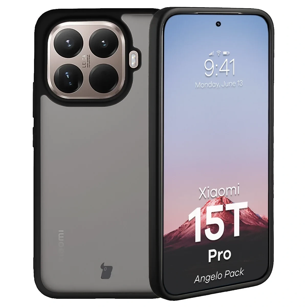 Kryt Bizon Angelo Pack Xiaomi 15T Pro, smoked with a black frame